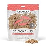 Icelandic+ Mini Fish Chips: Salmon 9oz - Dog Treats, for Training & Small Dogs, 2 Ingredient Air-Dried Crunchy Chips