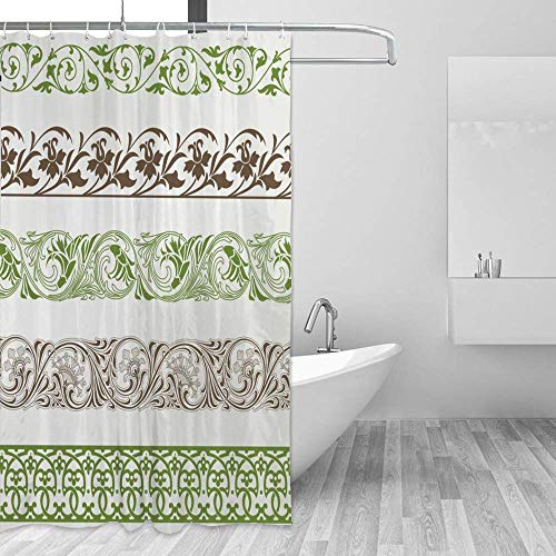 Rideau de douche imperméable coloré 182x183cm pour baignoire avec crochets inclus