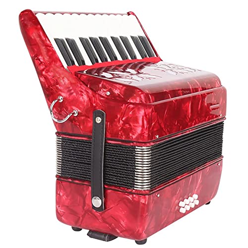 xixixif 22 Keys 8 Bass Exquisite Celluloid Piano Accordion for Adults Beginners, 22 Buttons Accordion with Adjustable Straps, Professional Musical Instruments(Red)