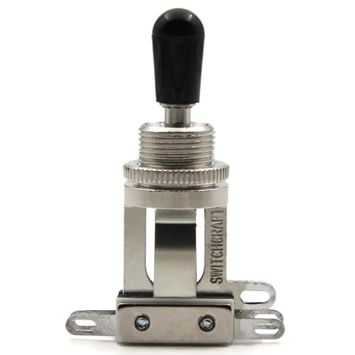 Switchcraft - Interruptor de palanca de 3 vías con punta auténtica, palanca corta para guitarra eléctrica Les Paul (punta negra)