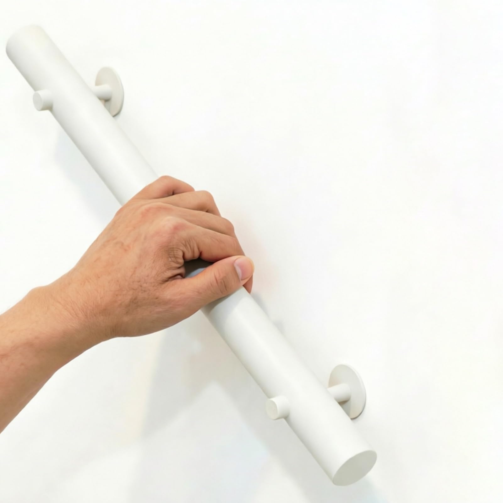 Dmchengma One Color Wood Stair Railing, 6Ft/7Ft/8Ft/9Ft/10Ft Long White Round Wall Mount Safety Grab Rail For Staircase(11Ft/330Cm)