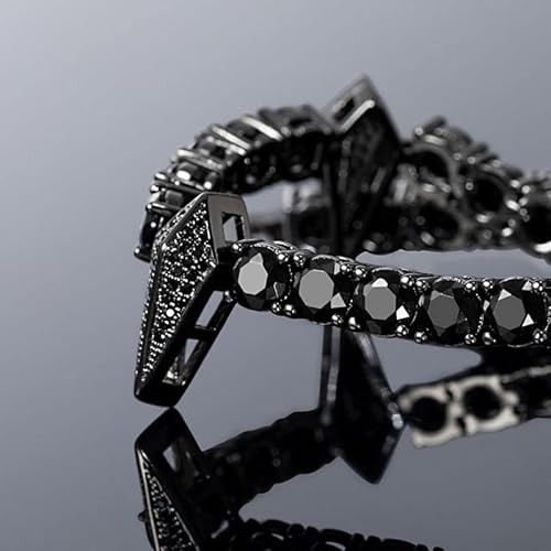 Helloice Tennis Bracelet For Men Fight Tooth And Claw Bracelet 5Mm Iced Out Tennis Bracelet Cubic Zirconia Diamond 18K Black Gold Plated Bracelet (Black, 7 Inches) #TOP3
