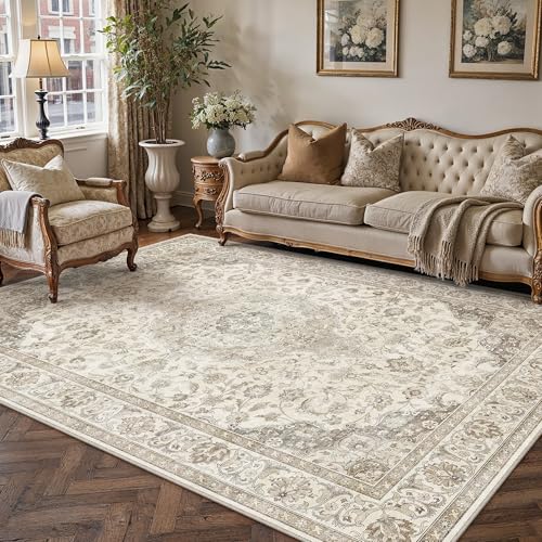 Braun Teppich Wohnzimmer 160x230cm Waschbarer Vintage Tepich for Living Room rutschfest kurzflor Weich Böhmischen Retro Carpet für Küchen Schlafzimmer Büro Esszimmer Bedroom Pampas | Braun 1