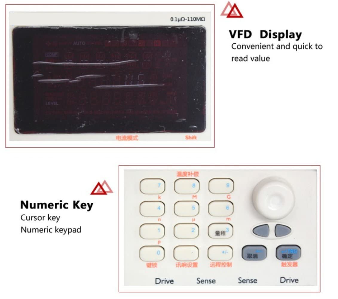 High Precision Resistance Meter Tester Micro Ohm Meter 0.1micro ohm to 110M ohm DC Resistance Stores up to 30 Sets Measurement High Brightness Ultra Clear Four-Color VFD Display