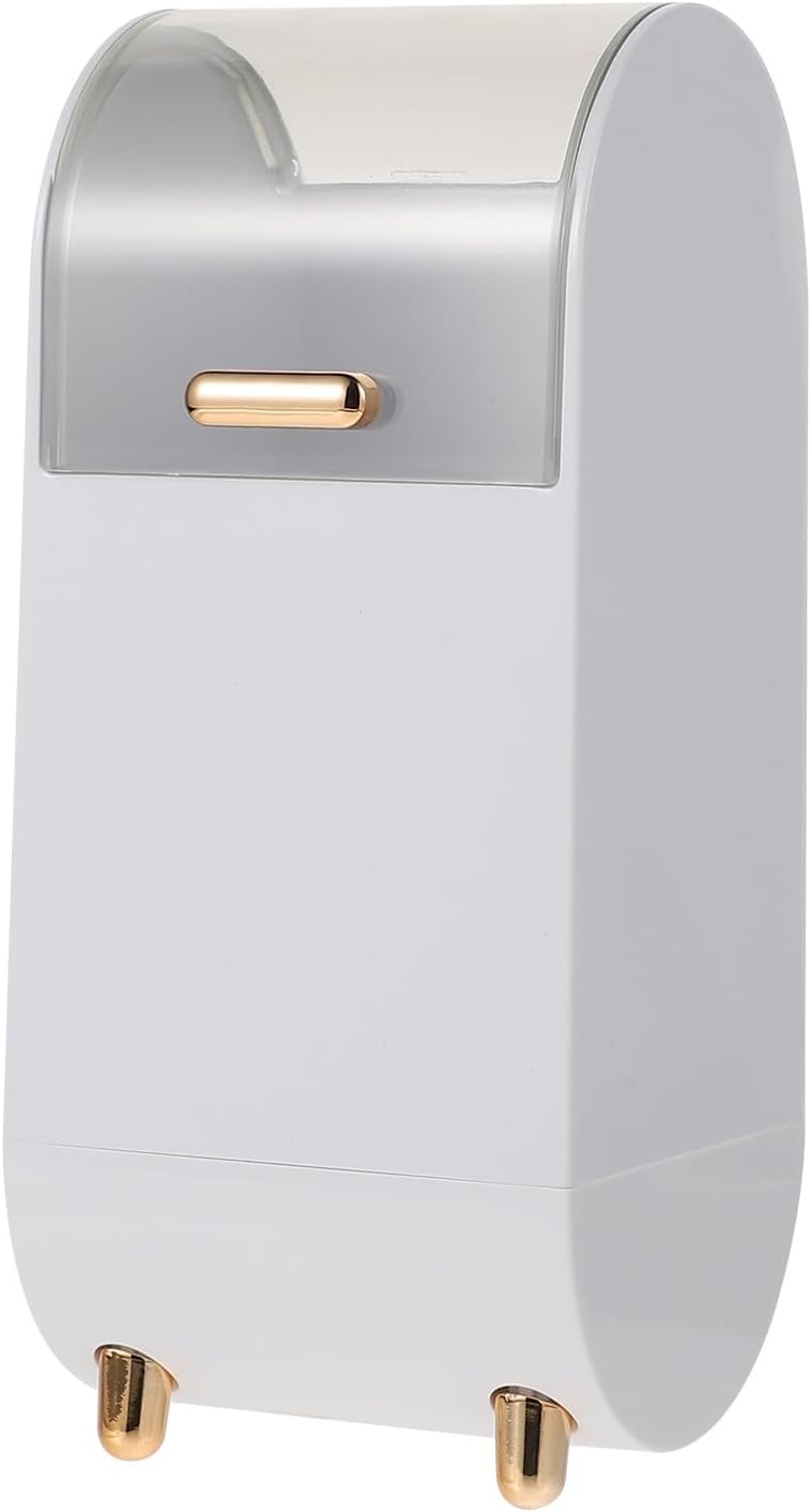 GANAZONO Cosmetic Brush Organizer Box with Dustproof Cover, Multi-compartment Desktop Makeup Brush Storage Holder for Eyebrow Pencil and Pearl Eyeshadow, White Luxury Finish