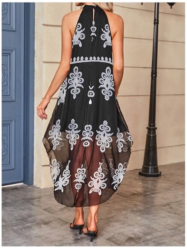 Image of Verdusa Women's Summer Dress Halter Flowy Asymmetrical Western Dress Boho Vacation Outfits