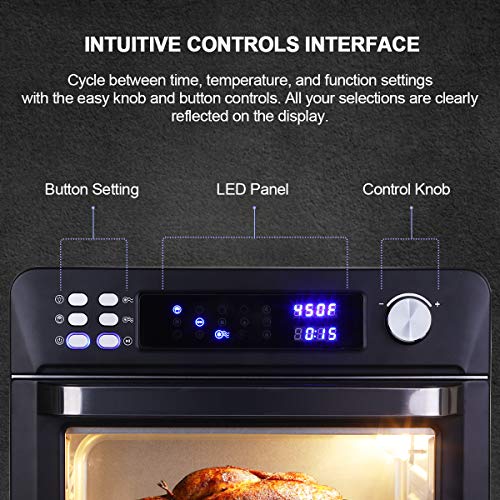 Cainfy Rotisserie Convection Toaster Oven Air Fryer Countertop Roaster Oven 25.5 Quart Toaster Oven with Timer, Temperature Control, LED Digital Display, 6 Accessories, 1700W