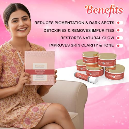 Image of Aaryanveda De-Pigmentation Facial Kit | 6-Step Skin Brightening, Dark Spot Removal, Tan Removal, Even-Toned Glow & Hyperpigmentation Treatment for Radiant, Clear Skin 260gm