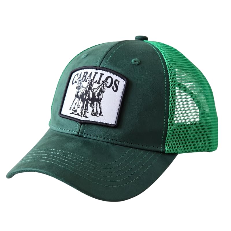 whim brim Caballos Emerald Green Premium Suede Trucker Cap for Men & Women | Structured 6-Panel Baseball Cap with Mesh Back | Adjustable Snapback | One Size (54–56 cm)-picture-15