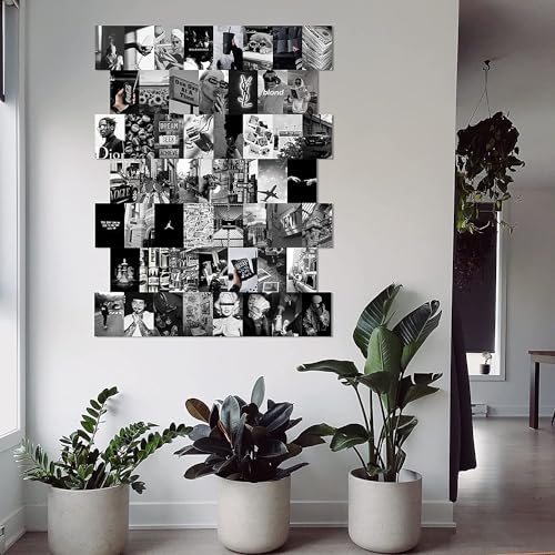 Image of Pack of 54 Black & White Wall Collage Kit Posters - 4 x 6 Inches Wall Decor Poster - Wall Art For Bedroom, Living room, Office - 1 Tissue Tape