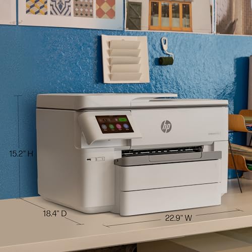 HP OfficeJet Pro 9730e Wide-Format Wireless All-in-One Color Inkjet Printer, Print, scan, Copy up to 11x17', ADF, Duplex Printing Best-for-Office, 3 Month Instant Ink Trial Included (537P6A)