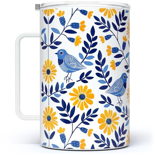 Vaso térmico Loftipop 18oz con tapa, diseño floral miniatura 1