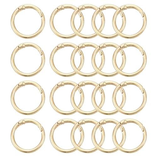 Anneaux ronds à ressort 25mm uxcell en alliage de zinc doré pour bricolage sac, Lot de 20 pcs