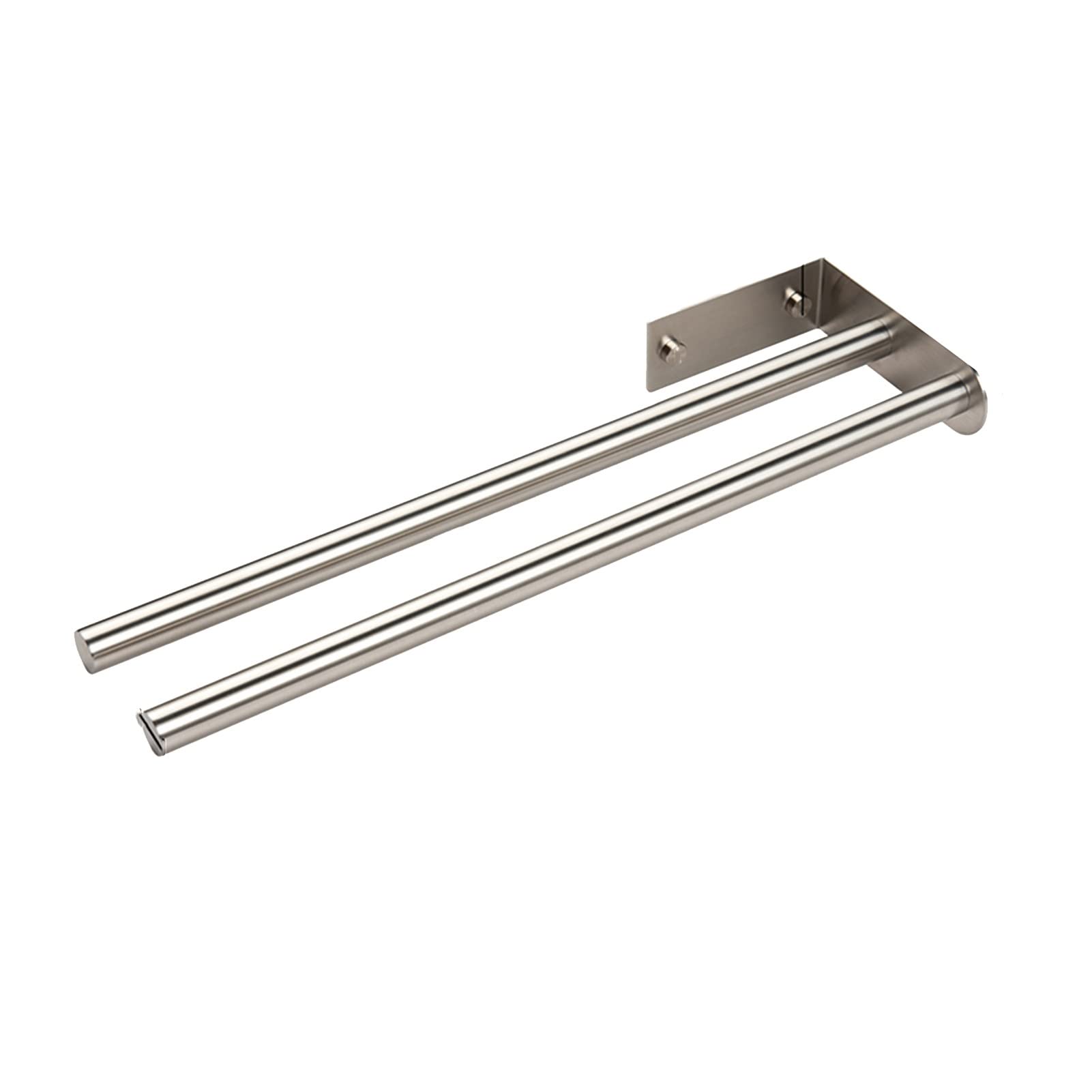 Porte-serviettes 40 cm double bras en acier inoxydable brossé argenté