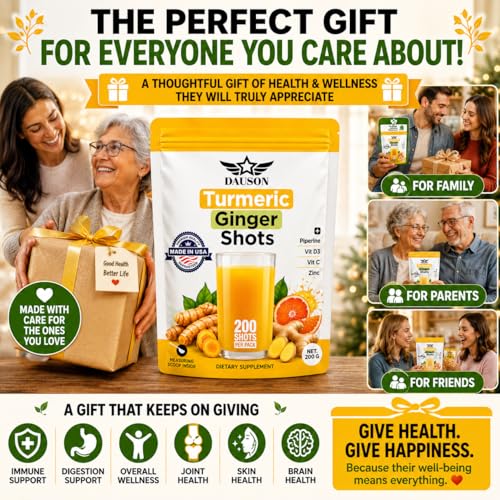 Image of Turmeric Shots for Joint Pain, Immune Boost, Gut Health - Boosted with Ginger, Piperine, Zinc, Vitamin D3, Vitamin C - Powder - 200 Servings - Made in USA
