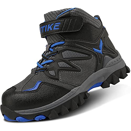 ASHION Jungen Winterschuhe Kinder Mid Schneestiefel Gefütterte Winterstiefel Wanderschuhe Trekking Baumwollschuhe Warm Wanderstiefel