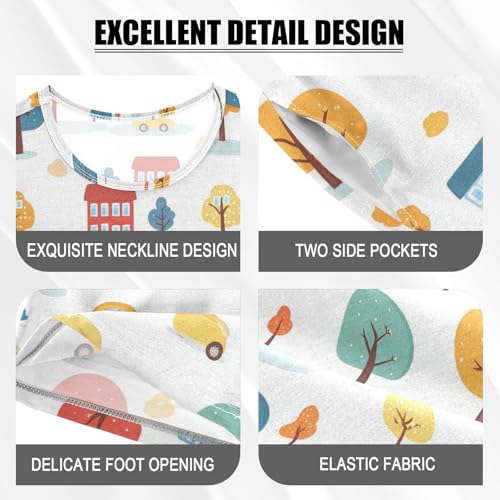 Pajama Short Sets Autumn Trees Cars Houses Soft Cotton Summer Sleepwear 2 Piece PJS Size 5-14T3