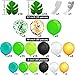 120 Pcs Jungle Party Balloons Garland Arch Kit with Artificial Tropical Palm Leaves Green Jungle Theme Balloons Confetti Balloons for Tropical Baby Shower Party Animal Wild One Birthday Party Supplies