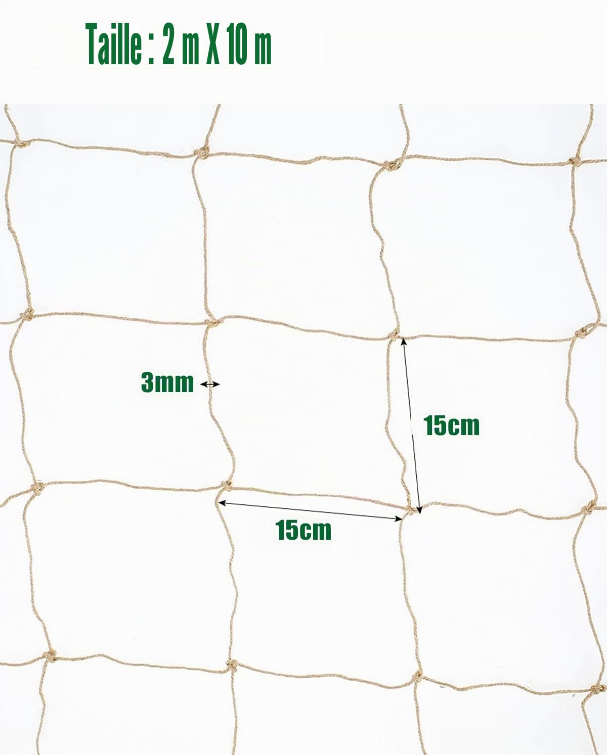 Filet de Jute 2m x 10m pour Soutien des Plantes - Treillis Écologique Biodégradable Compostable pour Jardin