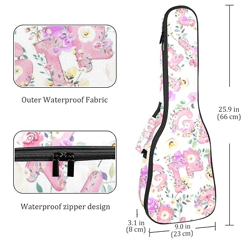 JRHEJTHH Durable Ukulele Bag Water Resistent Ukulele Case with Adjustable Shoulders for 21 23 24 inch Thick Padding Floral Art Letter - Les Beatles, Paul McCartney, John Lennon, RIngo Starr, George Harrison JRHEJTHH Durable Ukulele Bag Water Resistent Ukulele Case with Adjustable Shoulders for 21 23 24 inch Thick Padding Floral Art Letter – Image 5