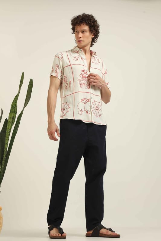 Image of BE ACTIVE Men's Printed Motif Half Sleeve Shirt || Printed Perfection || Breathable Comfort || Casual Sophistication