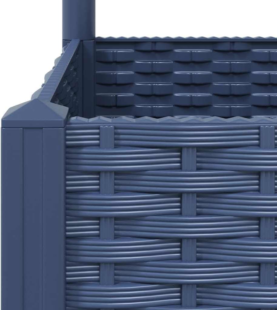 Large Grey-B Polypropylene Garden Planter with Trellis 15.7 x 15.7 x 47.8 in Modern Matte Raised Bed for Balcony Patio Outdoor Plants Tomatoes Roses