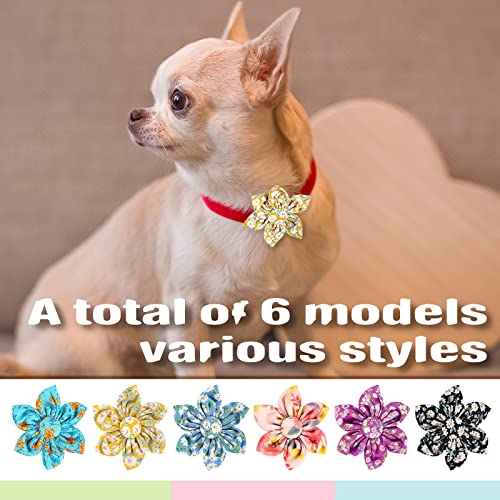 6 Pcs Floral Dog Collar Floral Pattern Adjustable Dog Collar Floral Accessories Removable Dogs Collar Attachment Floral Embellishment For Small Medium Large Dogs And Cats Pet Collars (Classic) #TOP5
