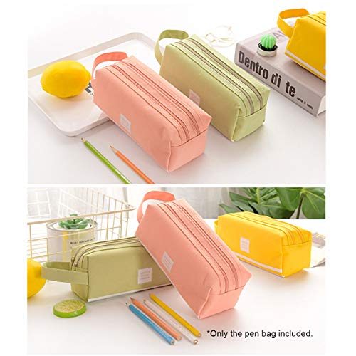 Honorall Grande Capacidade Da Lona Caso Caixa de Lápis Caneta Bolsa de Maquiagem Estacionária com Zí