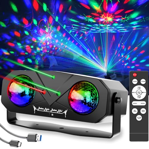 Disco Lights,Party Lights Sound Activated with Roating Disco Ball,Star Projection,Ocean Light,3 Lens Light Pattern Show for Party DJ KTV Club Christmas Festival Gifts