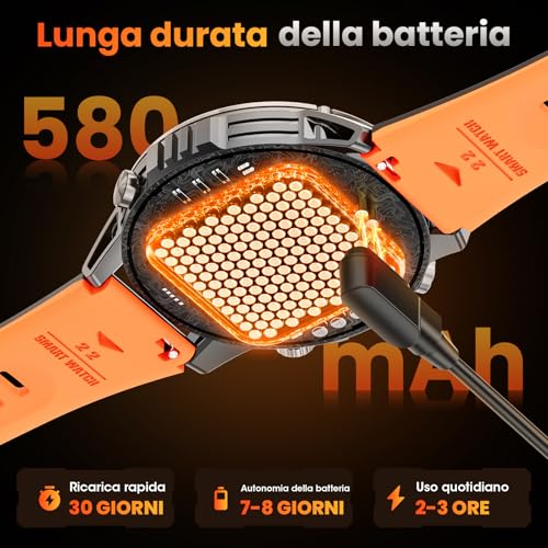 Joautrial Smartwatch Uomo Gps, 1,46" Hd Orologio Militare Con Led Torcia, Bussola,100+ Modalità Sportive Smart Watch, Monitoraggio Della Salute,Impermeabile IP68, Chiamate Bluetooth Per Android Ios - 8