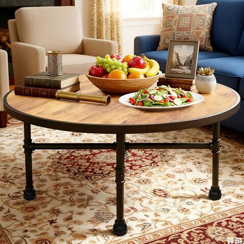 ZYUXUAN Round Coffee Table with Shelf