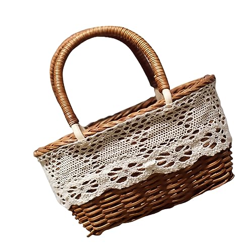 FONDOTIN Handwoven Flower Basket Natural Woven Basket for Outdoor Perfect for Home Decoration Special Events