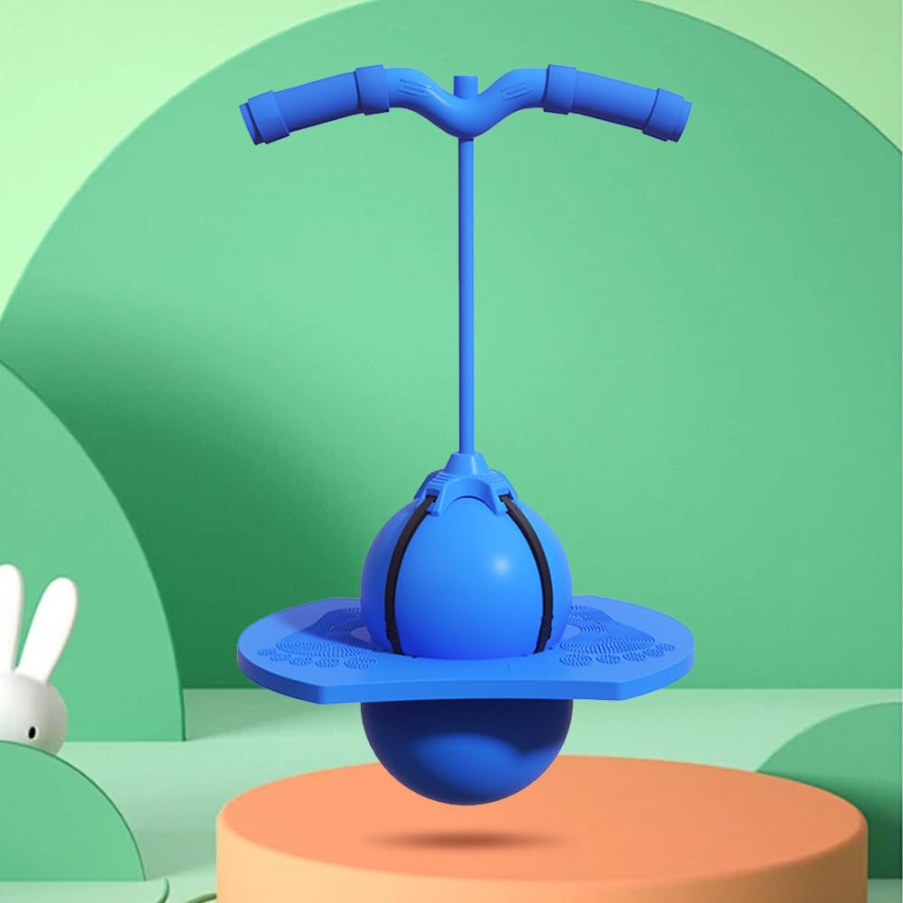 HTU Pogo con Maniglia e Pompa Bounce Jump Trick Board per Bambini (Blu)