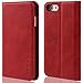 VISOUL Phone Case Wallet for iPhone SE 2nd Generation, iPhone 8 and iPhone 7 Case Folio, Genuine Leather Magnetic Flip Case Cover with Card Holder for iPhone 8/7/SE (4.7 inch) (Red)