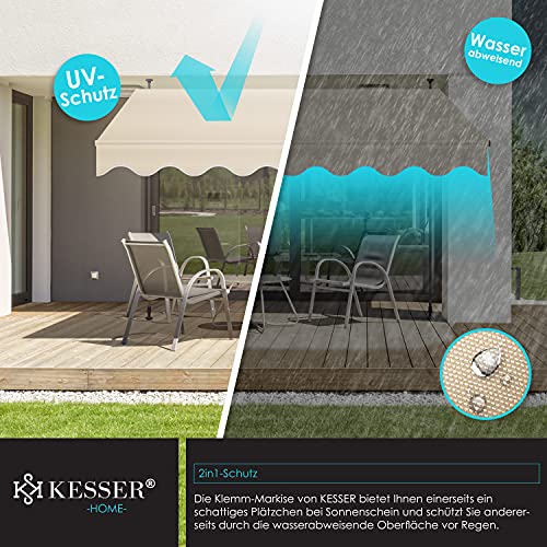 KESSER-Clamp-Awning-with-Hand-Crank-for-Balcony-Balcony-Screen-no-Drilling-UV-Resistant-Height-Adjustable-Water-Repellent-Sun-Protection-Patio-Canopy-Easy-Assembly-300-cm KESSER Clamp Awning with Hand Crank for Balcony Balcony Screen no Drilling UV Resistant Height Adjustable Water Repellent Sun Protection Patio Canopy Easy Assembly 300 cm