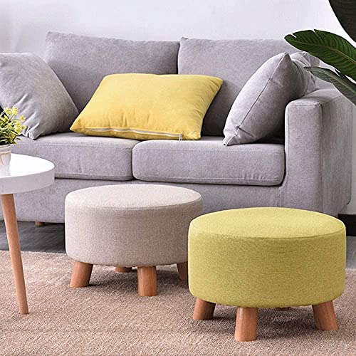 Taburete para pies de madera maciza y tela para sala de estar 7