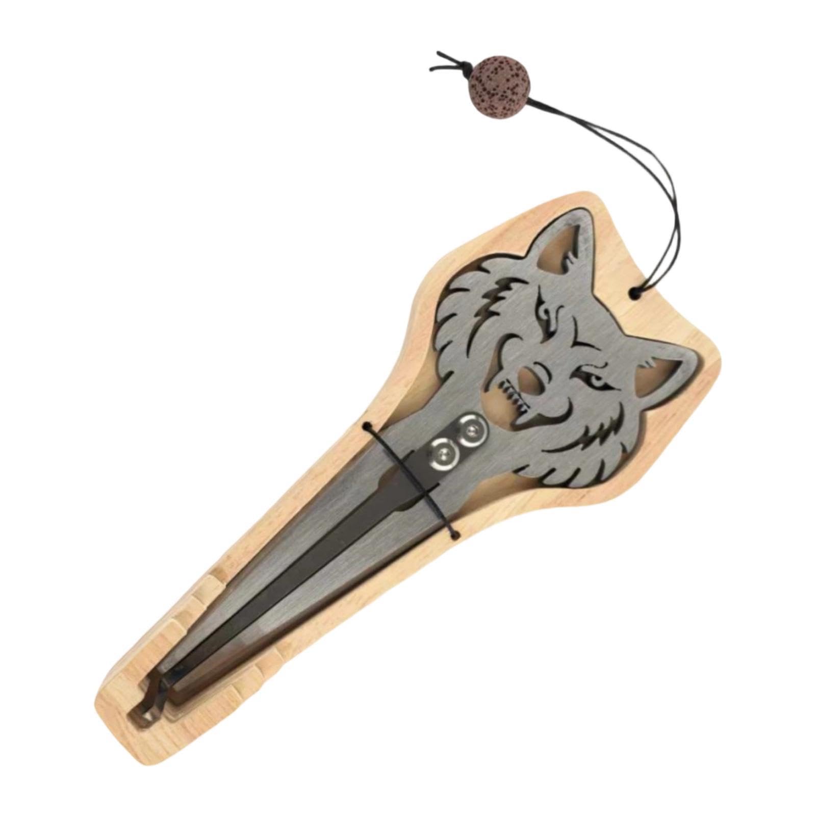 predolo Maultrommel mit Koffer – Hochleistungs-Leichtbau-Instrument aus robustem Edelstahl – Geschenkidee, Wolf