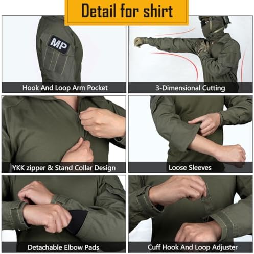 IDOGEAR Men G3 Assault Combat Uniform Set with Knee Pad and Elbow Pads camo Camouflage BDU Tacti Airsoft Paintball Gear - 4