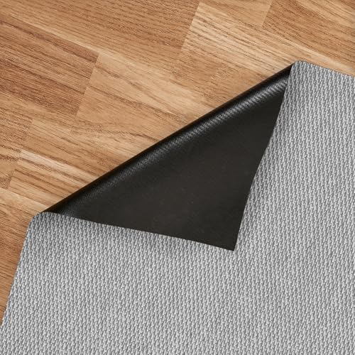 STORESBASIC Alfombra Vinilica Antideslizante, Lavable y Resistente a Manchas, Tejido Trenzado y Sin Pelo, Alfombra de Vinilo Interiores y Exteriores, Gris Lisa 80x150