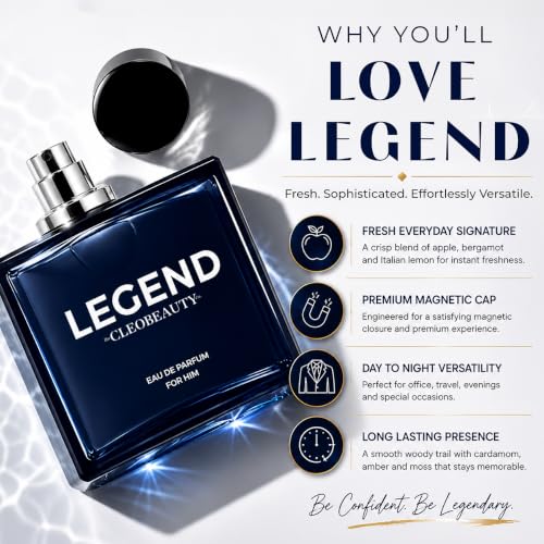 Image of TheCLEOBEAUTYCo LEGEND Eau De Parfum for Men | Long Lasting Luxury Perfume | Fresh Citrus, Aromatic Cardamom & Woody Amber Fragrance | Premium Men's EDP for Office, Party & Daily Wear | 50 ml