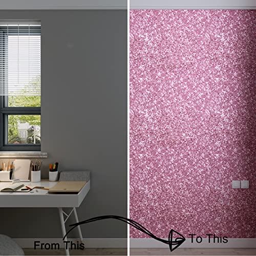 Decotalk Glitter Pink Peel And Stick Wallpaper Sparkle Glitter Wallpaper Pink Glitter Wallpaper 17.7X120 Pink Wallpaper For Walls Removable Peel And Stick Wallpaper Pink Glitter Contact Paper Sparkle #TOP5