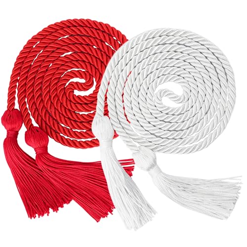 Image of GraduationMall Double Graduation Honor Cords Red & White 68 inch