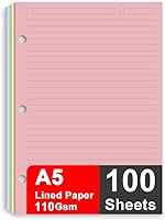 Vista 1 de Papel de relleno A5, papel de repuesto para cuaderno de 3 agujeros para carpeta recargable de 3 anillas, papel de repuesto para planificador