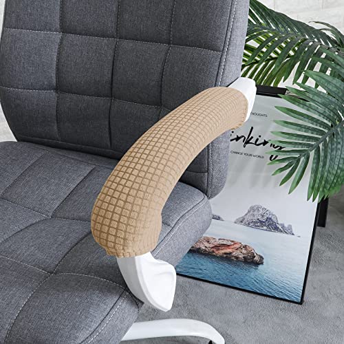 Image of FORCHEER Office Chair Armrest Cover Stretchable Water Resistant Spandex Stretch Jacquard Computer Office Chair Arm Pad Covers Chair Slipcover for Desk Chairs Arm 2P-Light Brown