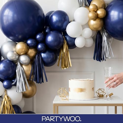 PartyWoo Navy Blue Balloons 128pcs Different Sizes of 18 12 10 5 Inch Dark Blue Balloon Arch Kit Garland for Graduation Wedding Sports Baby Shower Birthday Bachelorette Party Decorations Blue-Z90 by PartyWoo - Used condition - Image 8