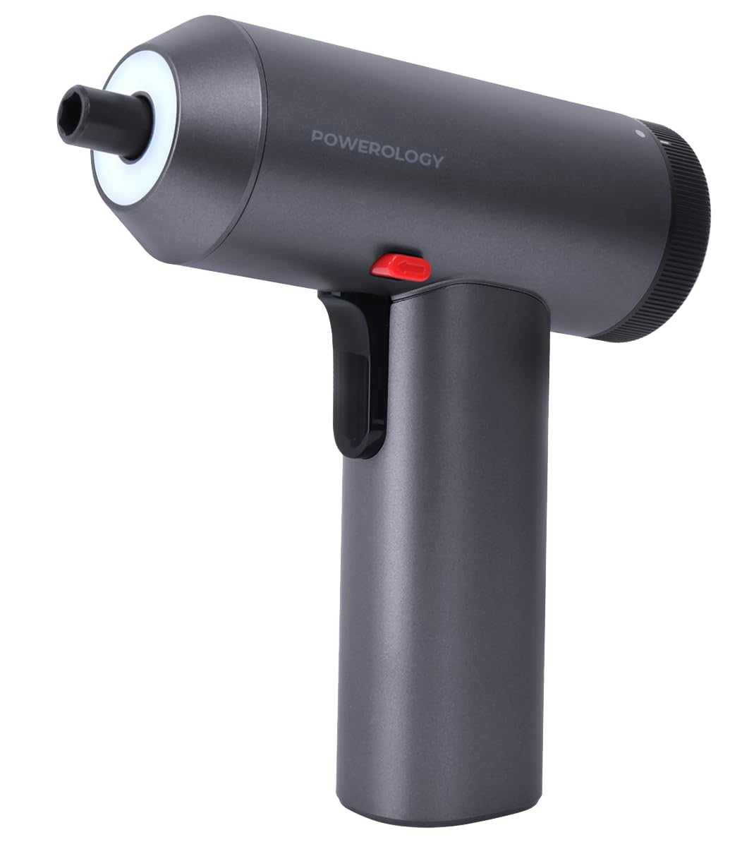 Powerology 30 Bits Electric Screwdriver Gun: High-Powered Precision with LED Light, 6 Speed Levels, Convenient Tool Kit and Extended Battery Life