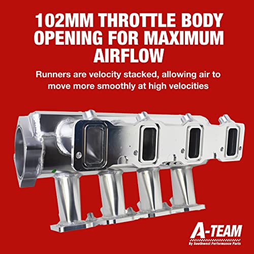 A-Team Performance - Efi Fabricated Intake Manifold With Fuel Rails And Throttle Body Short - Compatible With Gm Chevrolet Ls3 L92 Sbc Small Block Chevy V8 Gen. Iii/Iv (Ls-Based) Silver #TOP3