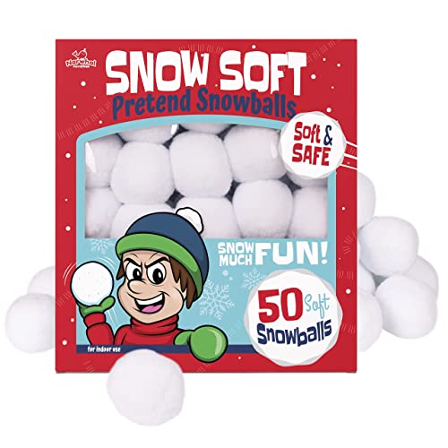 50-Pk Fake Snowballs For Kids I Indoor Snowball Fight Set I Artificial Snowballs For Kids Indoor & Outdoor I Realistic White Plush Snowballs I Christmas Snow Decorations I Winter Family Games Balls #TOP1