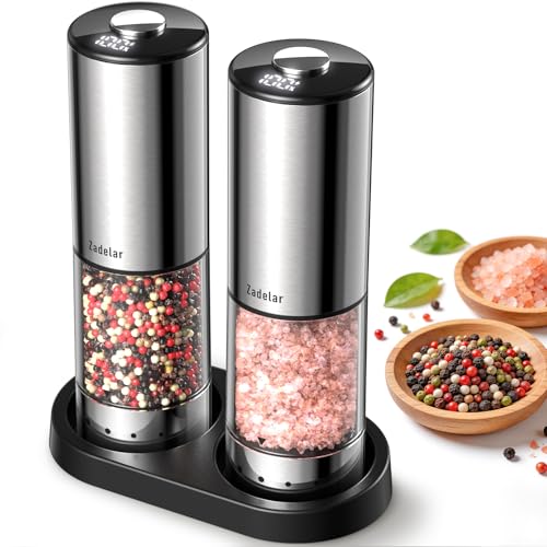 Rechargeable Electric salt and pepper grinder set with Storage Base,Automatic