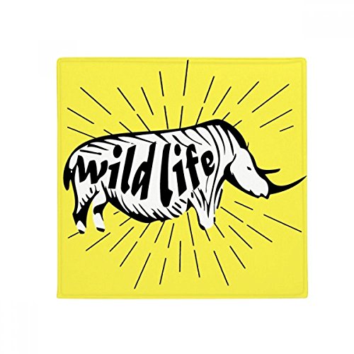 Pet mat silhouette rhinocéros noir 80x80cm tapis de sol antidérapant multiusage